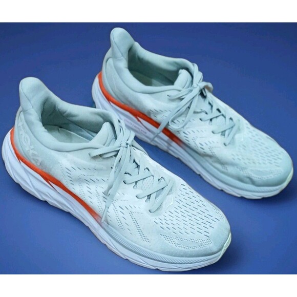 Hoka One One Clifton 8 Men’s 11D Max Cushion Running Shoes Blue Orange - Picture 2 of 12